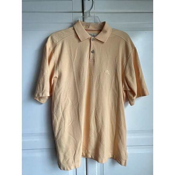 Tommy Bahama Polo‎ Shirt Mens Medium Peach Pima Cotton Polyester - Picture 2 of 5